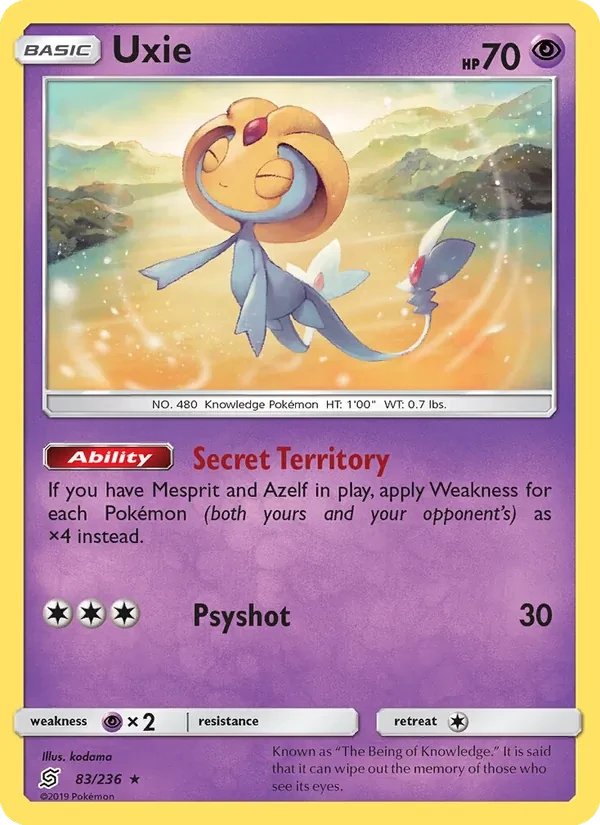 Uxie 83/236 Unified Minds Pokémon card
