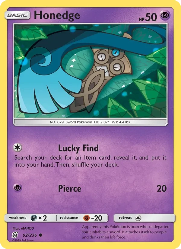 Honedge 92/236 Unified Minds Pokémon card