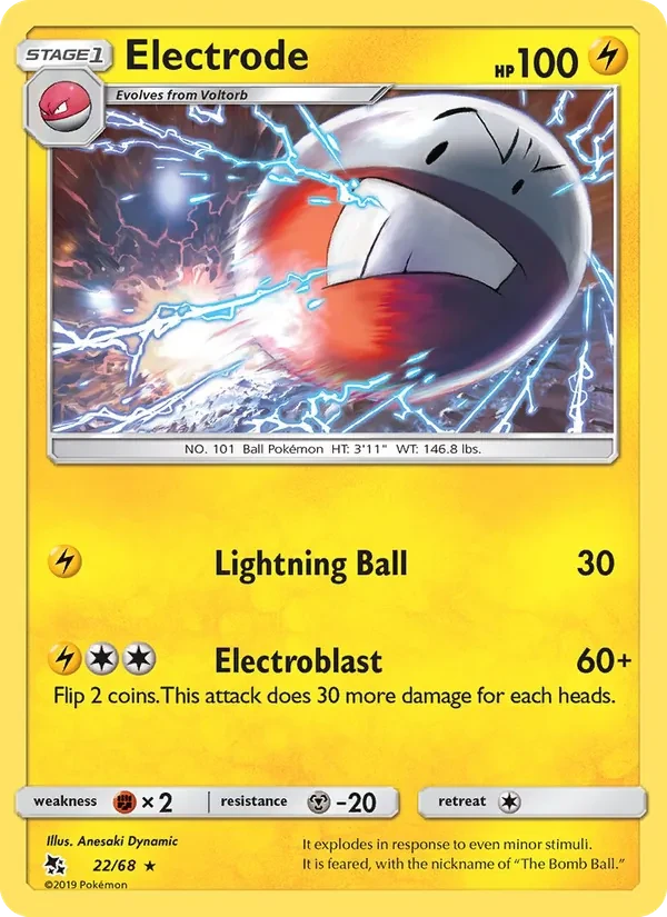 Electrode 22/68 Hidden Fates Pokémon card