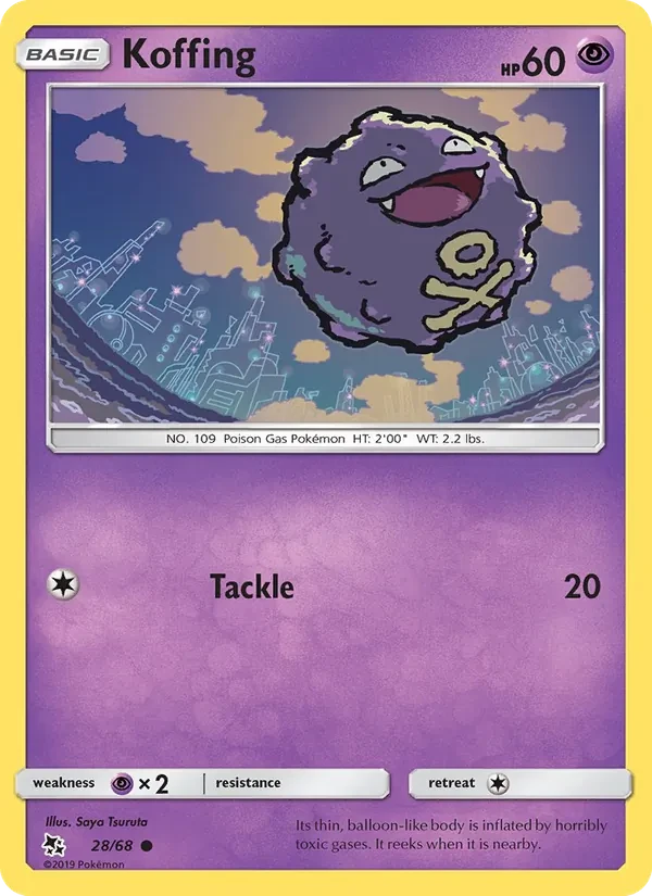 Koffing 28/68 Hidden Fates Pokémon card