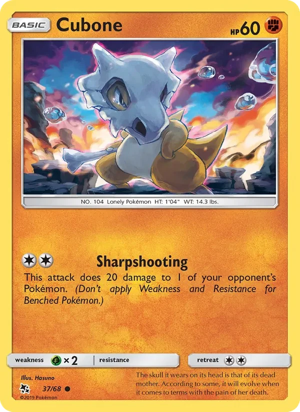 Cubone 37/68 Hidden Fates Pokémon card