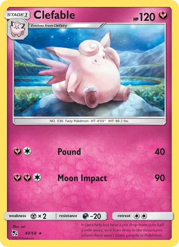 Clefable 40/68 Hidden Fates Pokémon card