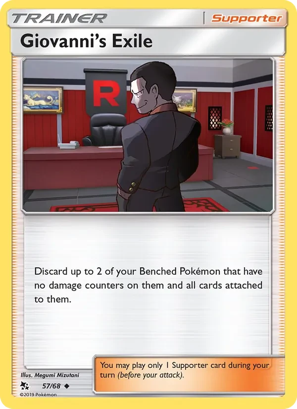Giovanni’s Exile 57/68 Hidden Fates Pokémon card