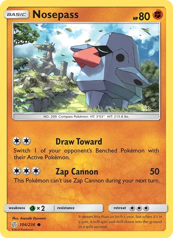 Nosepass 106/236 Cosmic Eclipse Pokémon card