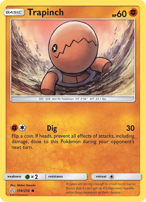 Trapinch 108/236 Cosmic Eclipse Pokémon Karte