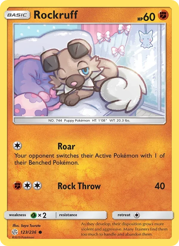 Rockruff 123/236 Cosmic Eclipse Pokémon card
