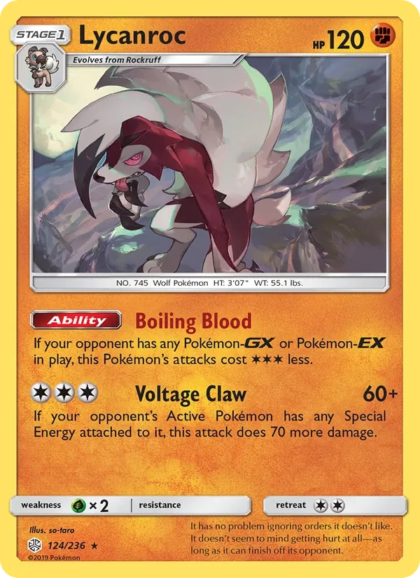 Lycanroc 124/236 Cosmic Eclipse Pokémon card