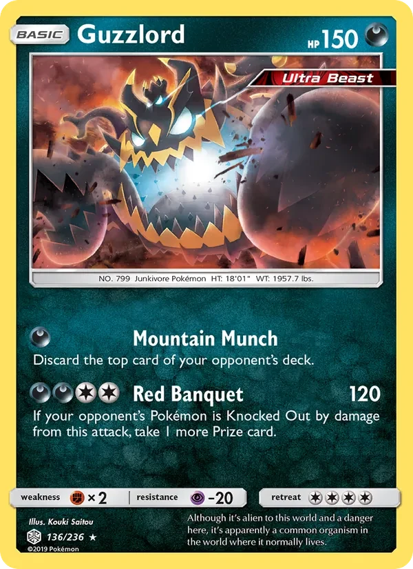 Guzzlord 136/236 Cosmic Eclipse Pokémon card
