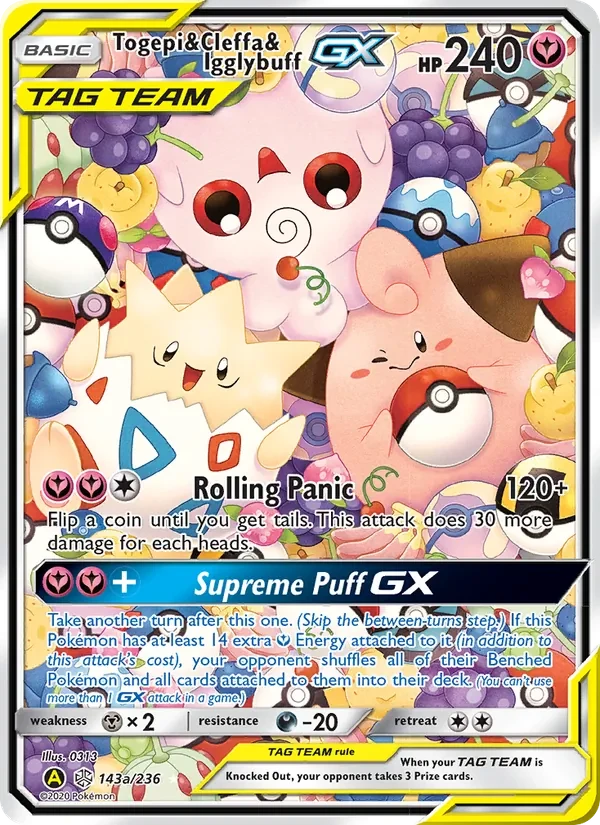 Togepi & Cleffa & Igglybuff GX 143/236 Cosmic Eclipse Pokémon card