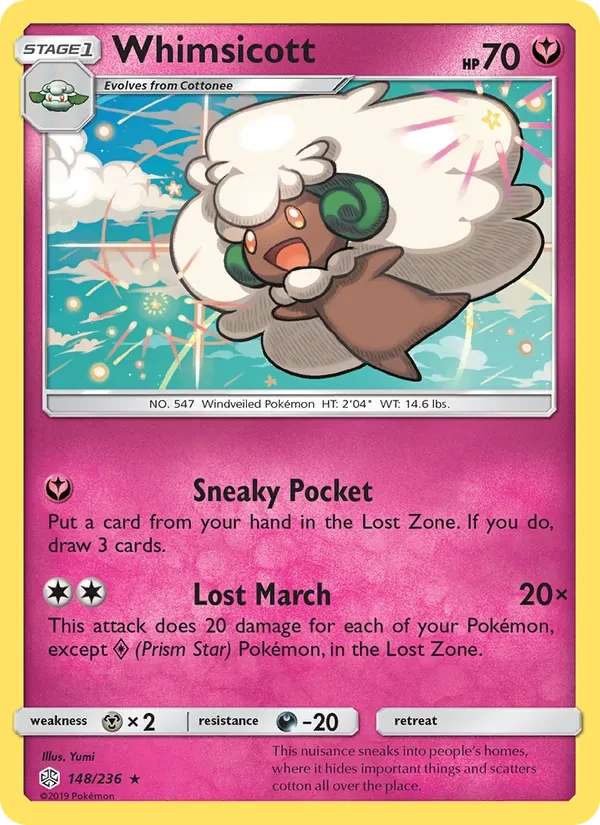 Carta Pokémon Whimsicott 148/236 Cosmic Eclipse