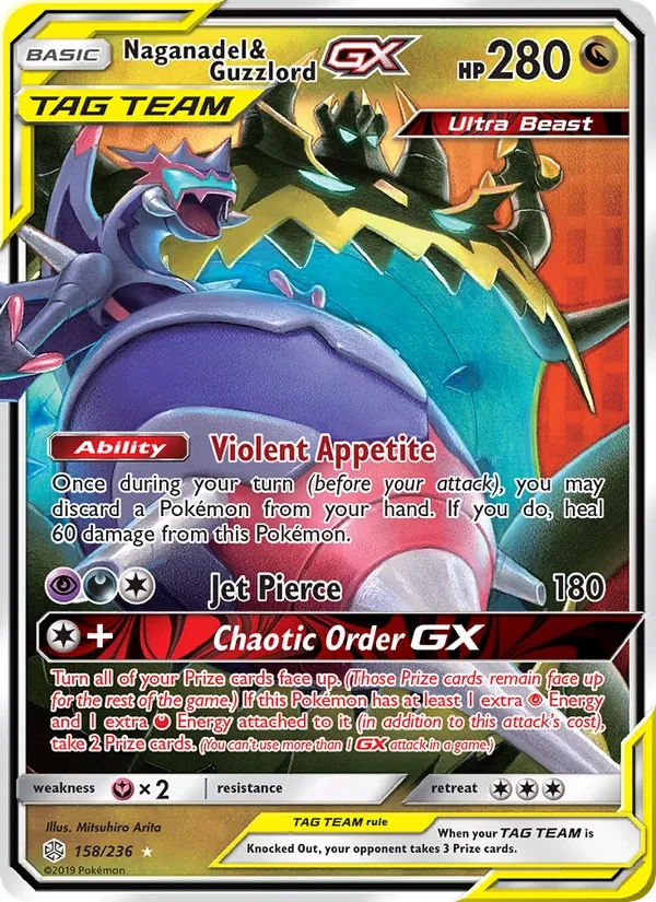 Naganadel & Guzzlord GX 158/236 Cosmic Eclipse Pokémon card