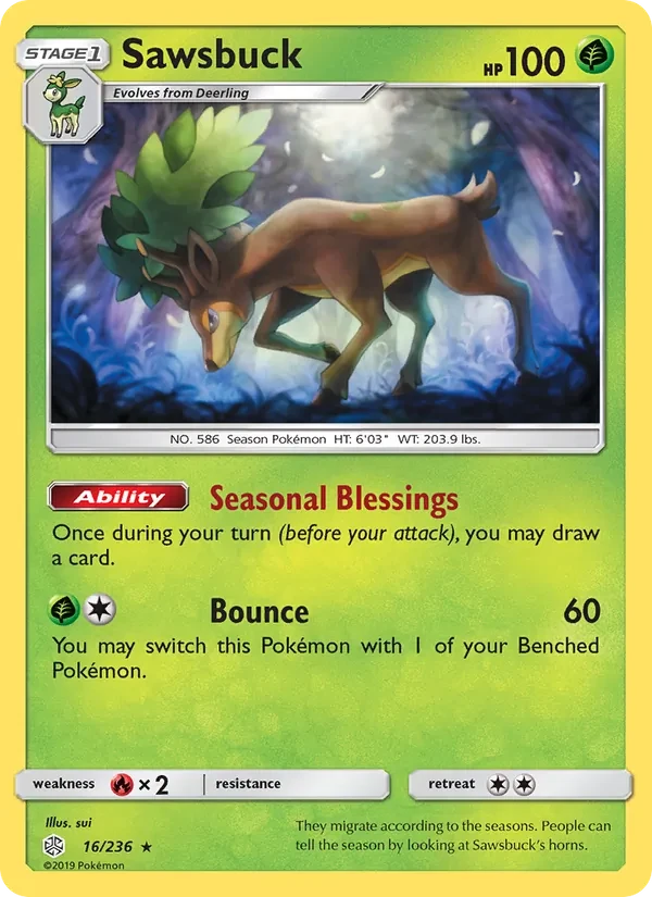 Sawsbuck 16/236 Cosmic Eclipse Pokémon kaart