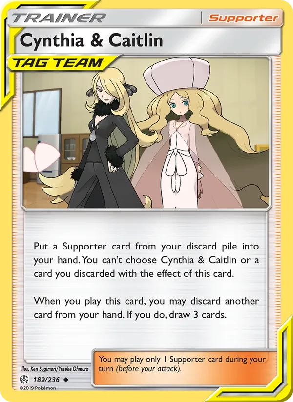 Cynthia & Caitlin 189/236 Cosmic Eclipse Pokémon card