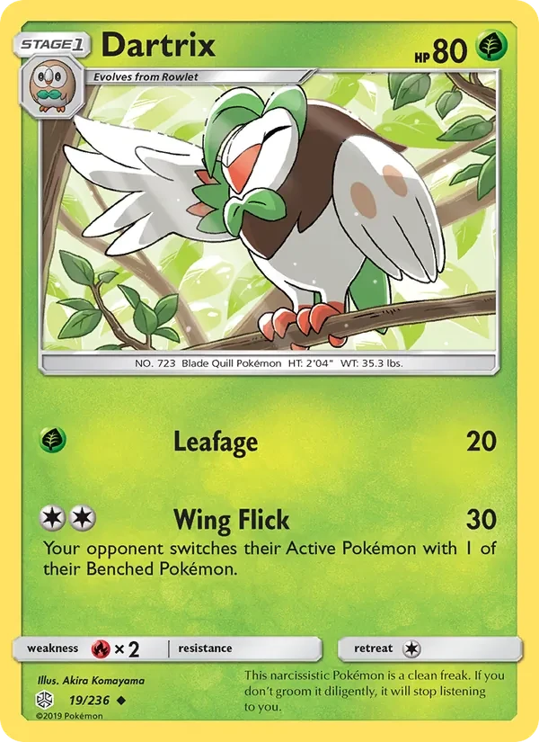 Dartrix 19/236 Cosmic Eclipse Pokémon Karte