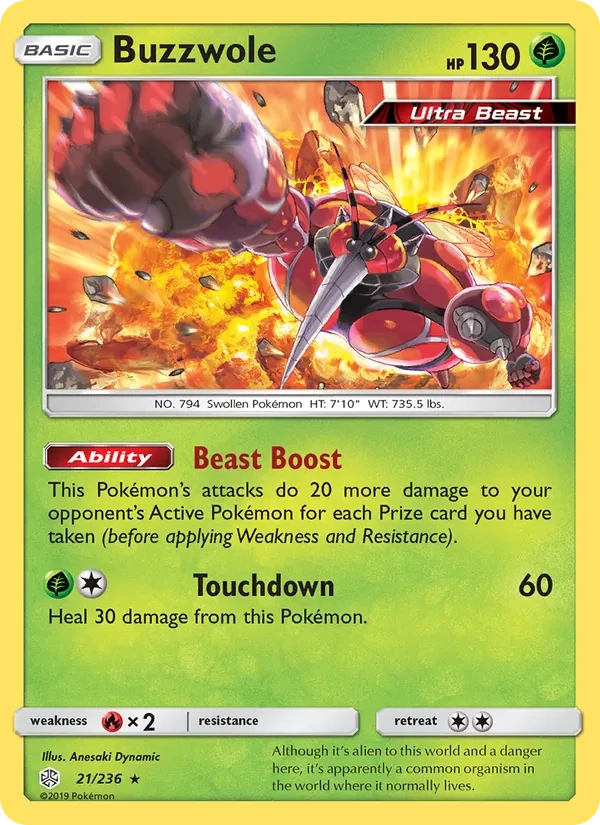 Buzzwole 21/236 Cosmic Eclipse Pokémon card