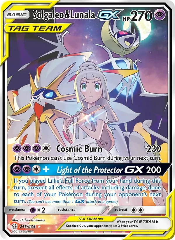 Solgaleo & Lunala GX 216/236 Cosmic Eclipse Pokémon card
