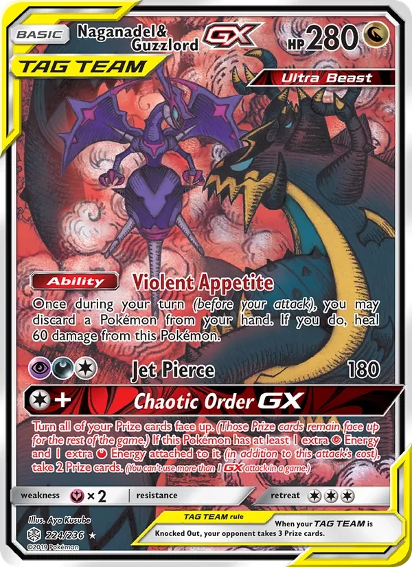 Naganadel & Guzzlord GX 224/236 Cosmic Eclipse Pokémon card