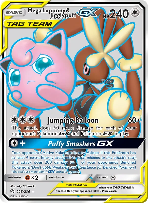 Mega Lopunny & Jigglypuff GX 225/236 Cosmic Eclipse Pokémon card