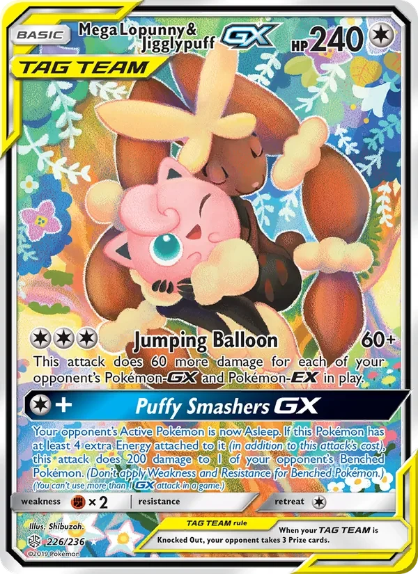Mega Lopunny & Jigglypuff GX 226/236 Cosmic Eclipse Pokémon card