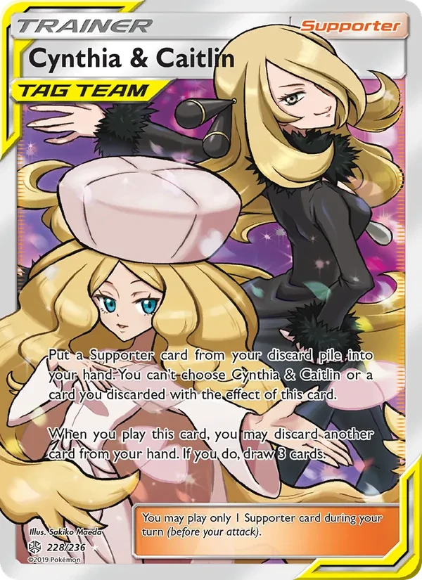 Cynthia & Caitlin 228/236 Cosmic Eclipse Pokémon card