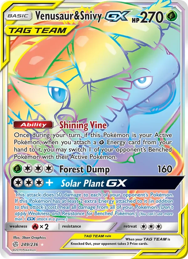 Venusaur & Snivy GX 249/236 Cosmic Eclipse Pokémon card