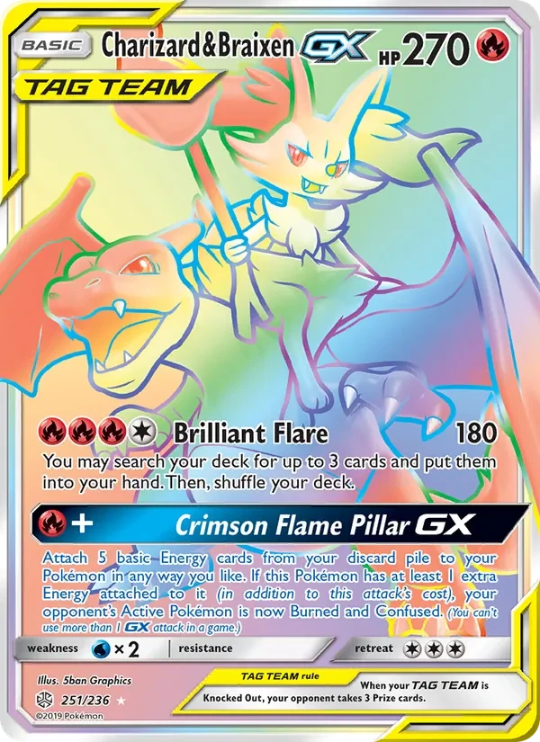 Charizard & Braixen GX 251/236 Cosmic Eclipse Pokémon card