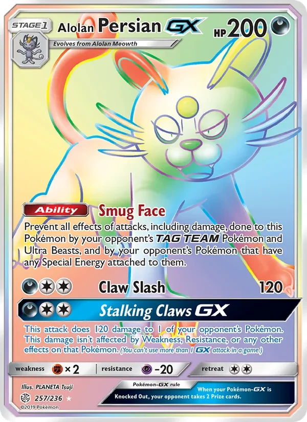 Alolan Persian GX 257/236 Cosmic Eclipse Pokémon card