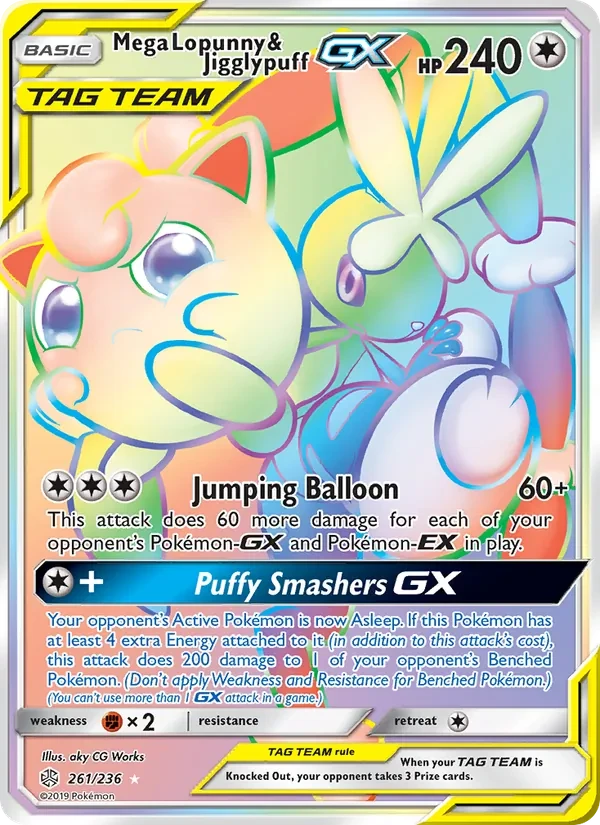Mega Lopunny & Jigglypuff GX 261/236 Cosmic Eclipse Pokémon card