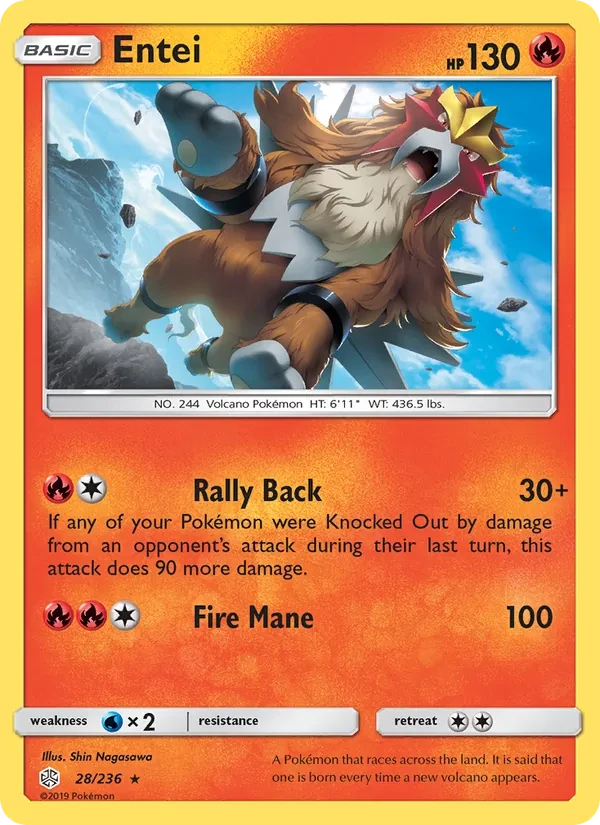 Carta Pokémon Entei 28/236 Cosmic Eclipse