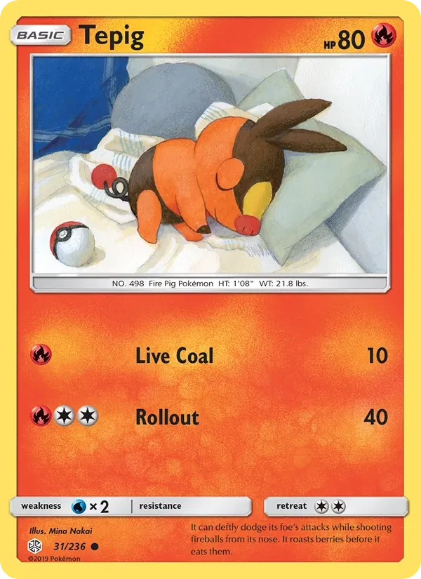 Tepig 31/236 Cosmic Eclipse Pokémon card