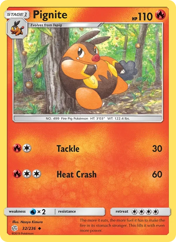 Pignite 32/236 Cosmic Eclipse Pokémon card