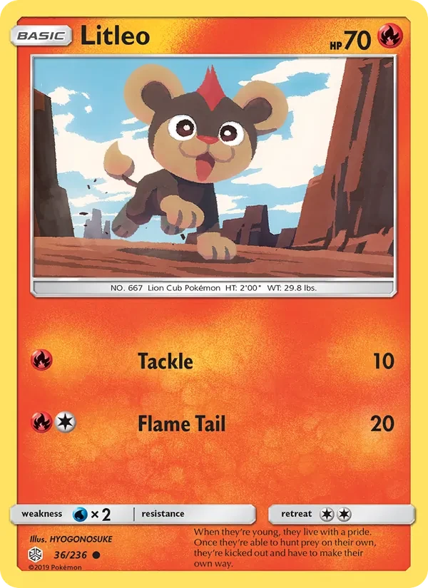 Carta Pokémon Litleo 36/236 Cosmic Eclipse