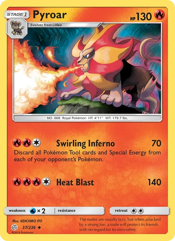 Pyroar 37/236 Cosmic Eclipse Pokémon card