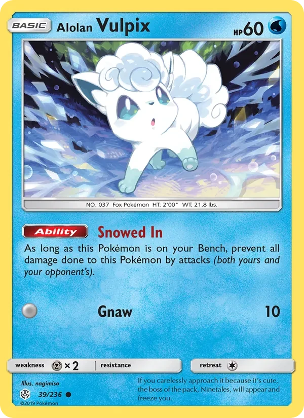 Alolan Vulpix 39/236 Cosmic Eclipse Pokémon card