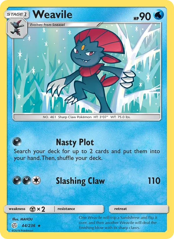 Weavile 44/236 Cosmic Eclipse Pokémon card