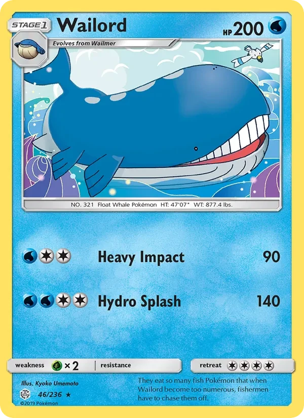 Wailord 46/236 Cosmic Eclipse Pokémon card