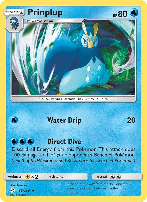 Prinplup 55/236 Cosmic Eclipse Pokémon card