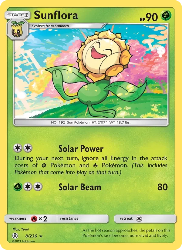 Carta Pokémon Sunflora 8/236 Cosmic Eclipse