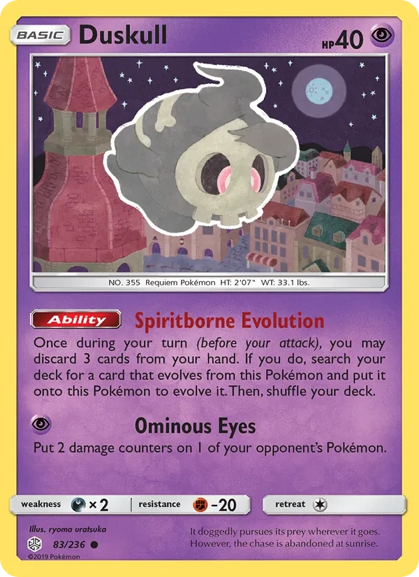 Carta Pokémon Duskull 83/236 Cosmic Eclipse