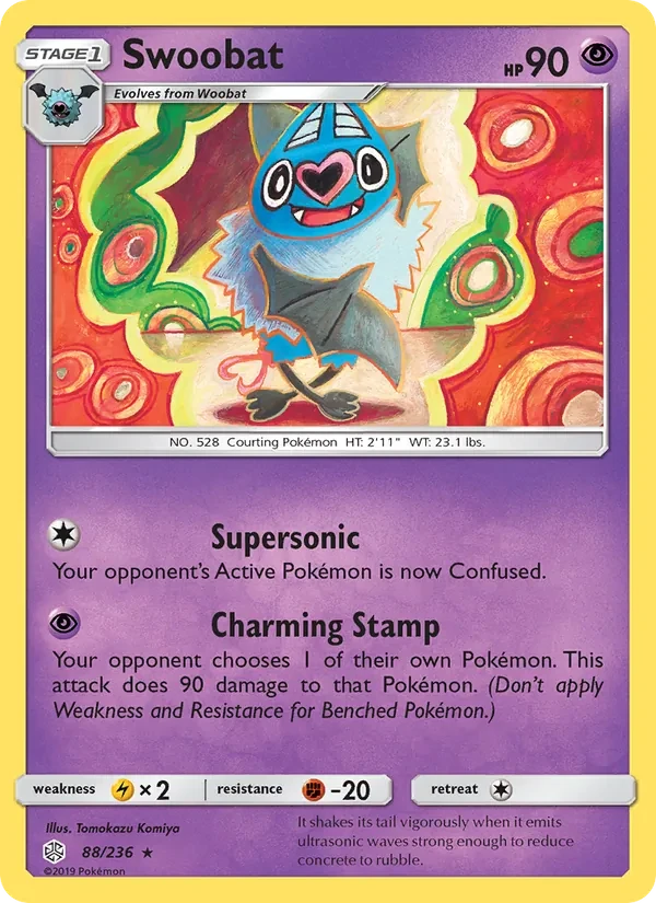 Carte Pokémon Swoobat 88/236 Cosmic Eclipse