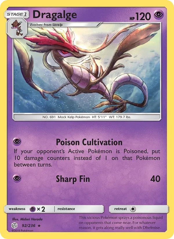Dragalge 92/236 Cosmic Eclipse Pokémon card