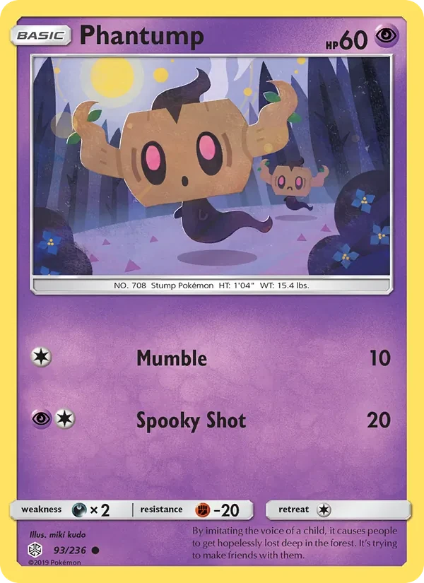 Carta Pokémon Phantump 93/236 Cosmic Eclipse