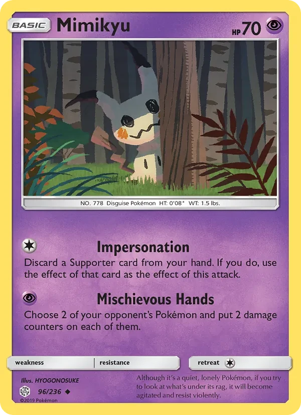 Mimikyu 96/236 Cosmic Eclipse Pokémon card