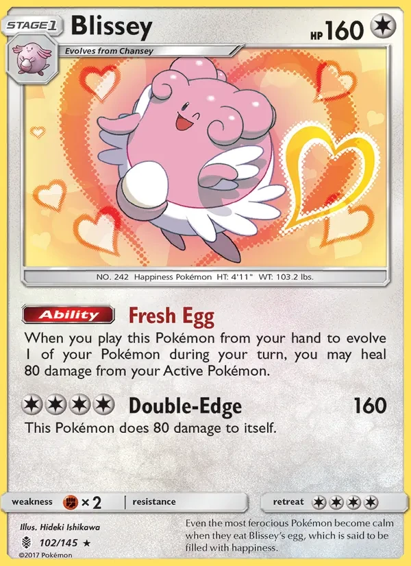 Blissey 102/145 Guardians Rising Pokémon card