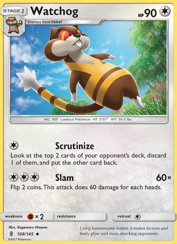 Watchog 108/145 Guardians Rising Pokémon card