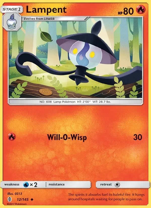 Lampent 12/145 Guardians Rising Pokémon card