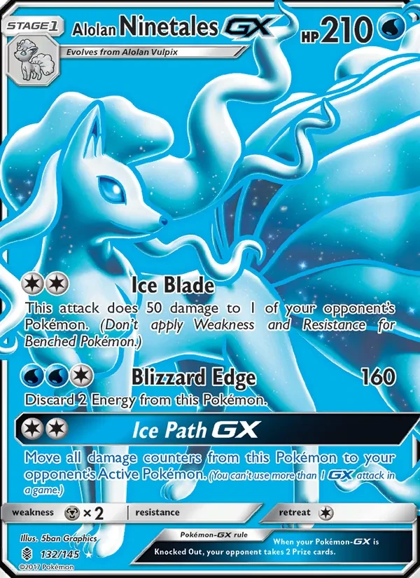 Carta Pokémon Alolan Ninetales GX 132/145 Guardians Rising