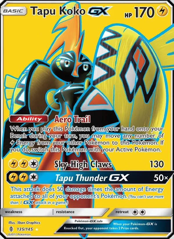 Tapu Koko GX 135/145 Guardians Rising Pokémon card