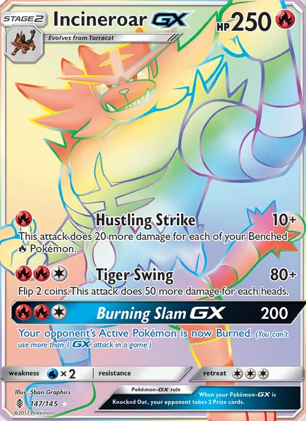 Incineroar GX 147/145 Guardians Rising Pokémon card