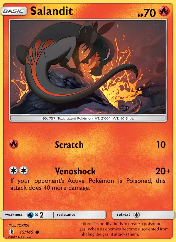 Salandit 15/145 Guardians Rising Pokémon card
